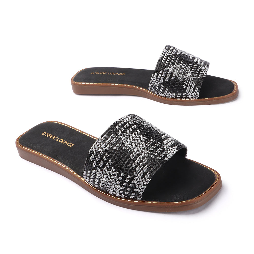 Textured Strap Casual Sliders