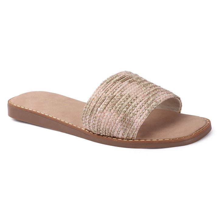 Textured Strap Casual Sliders