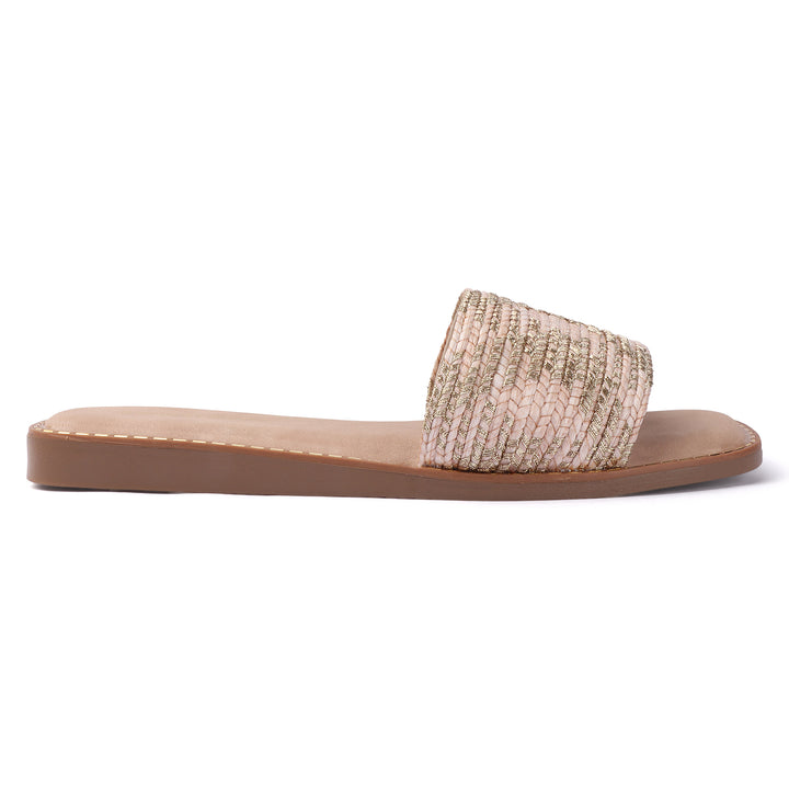 Textured Strap Casual Sliders