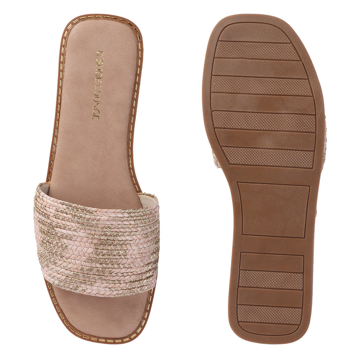 Textured Strap Casual Sliders