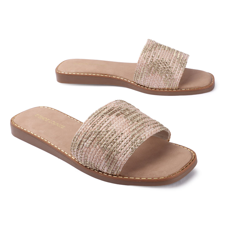 Textured Strap Casual Sliders