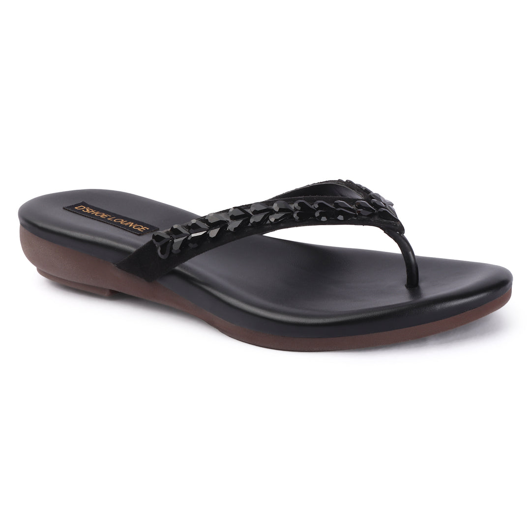 Women Embellished T-Strap Flats