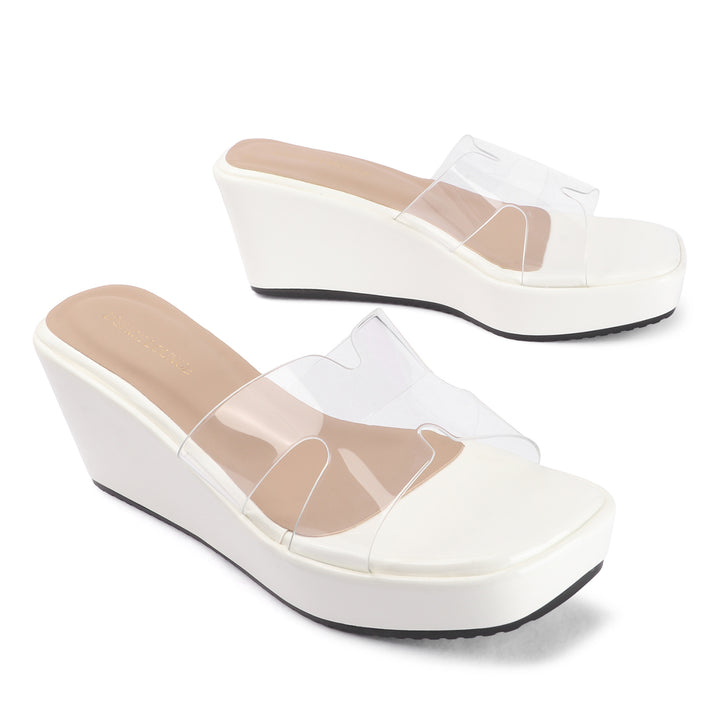 Transparent Strap Platform Wedges