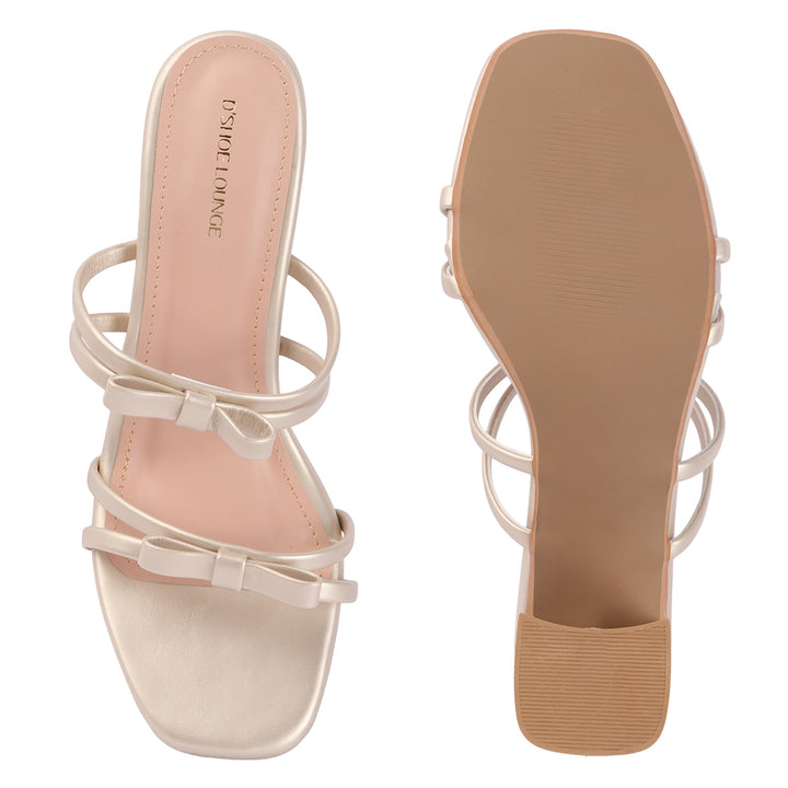 Bow Detail Multi-Strap Block Heels