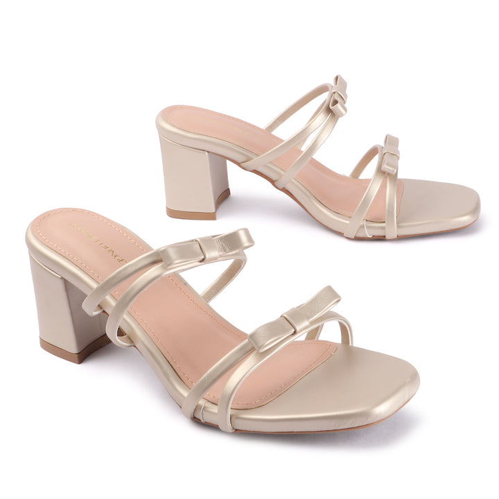 Bow Detail Multi-Strap Block Heels