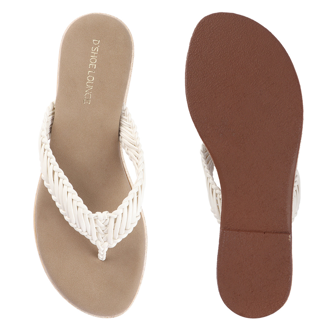 Open Toe Braided Strap Flats