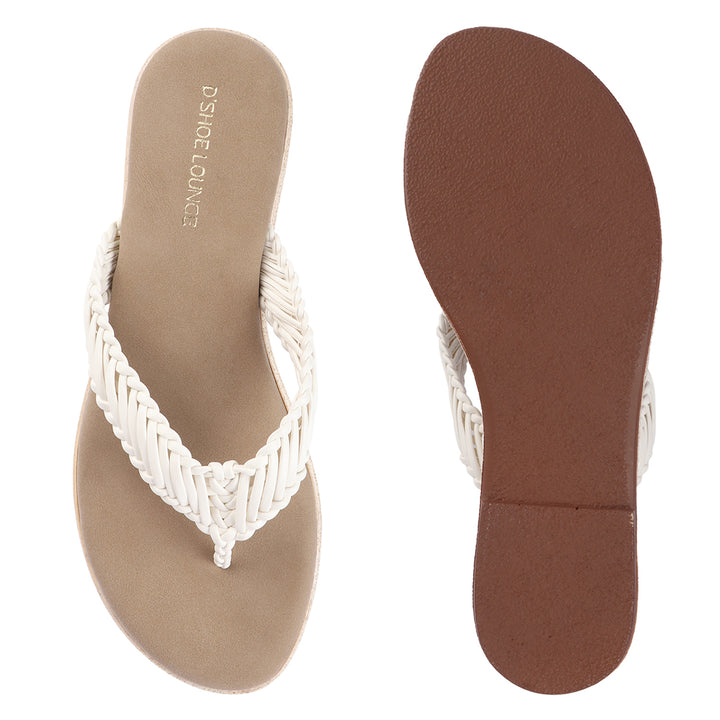 Open Toe Braided Strap Flats