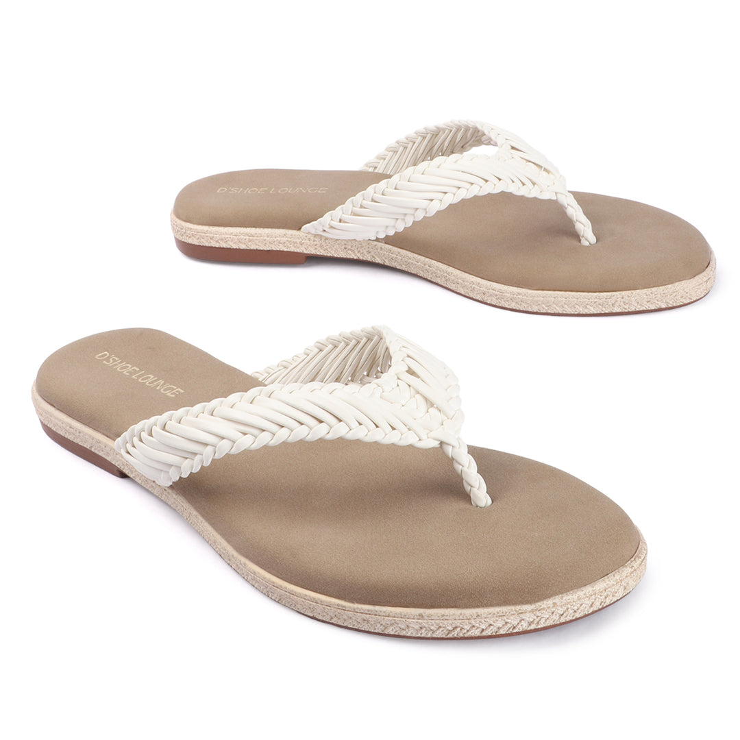 Open Toe Braided Strap Flats