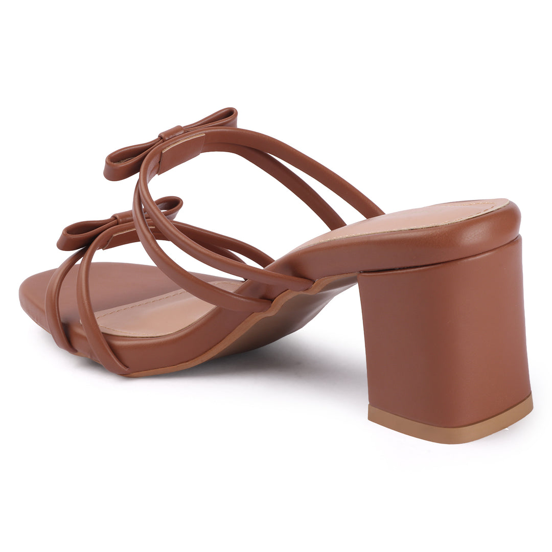 Bow Detail Multi-Strap Block Heels