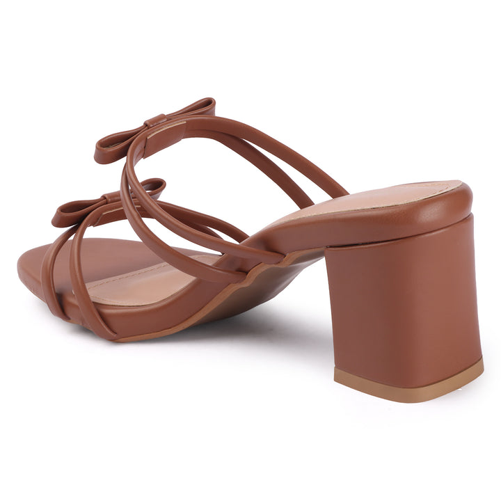 Bow Detail Multi-Strap Block Heels
