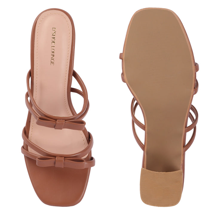 Bow Detail Multi-Strap Block Heels