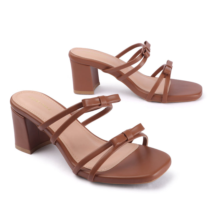 Bow Detail Multi-Strap Block Heels