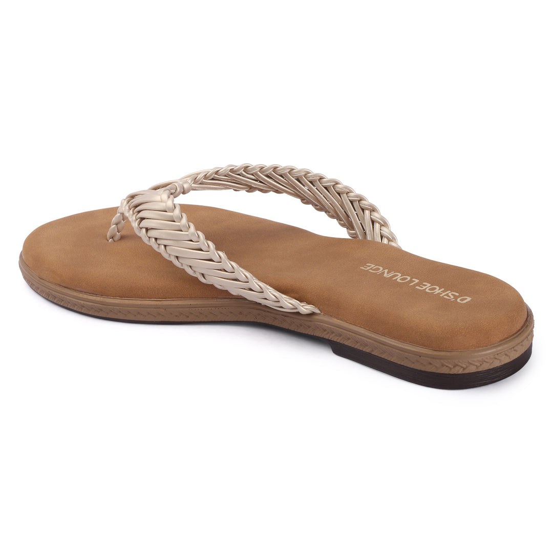 Open Toe Braided Strap Flats