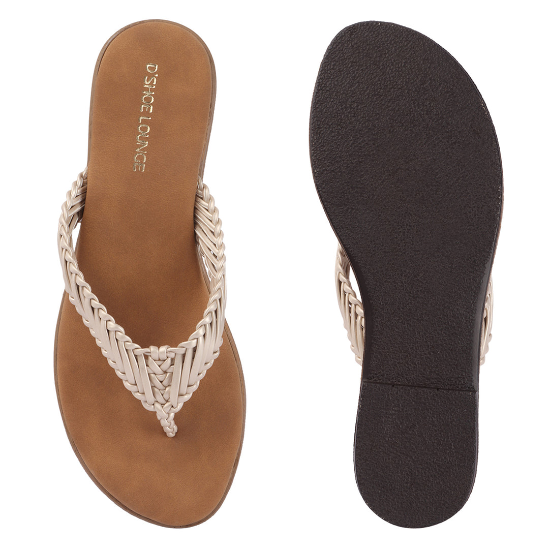 Open Toe Braided Strap Flats