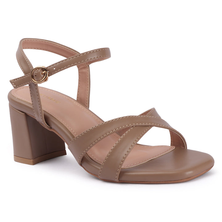 Cross Strap Block Heel Sandals