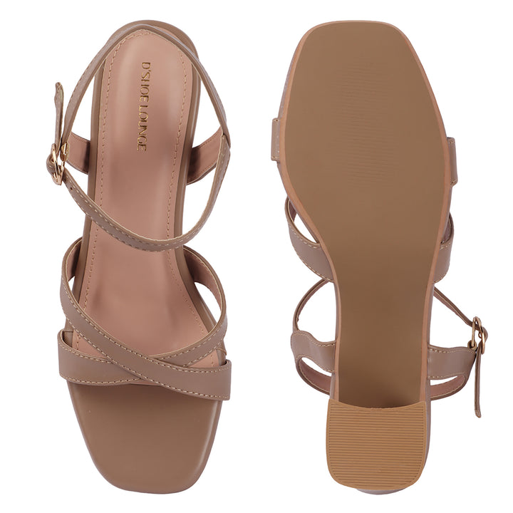 Cross Strap Block Heel Sandals