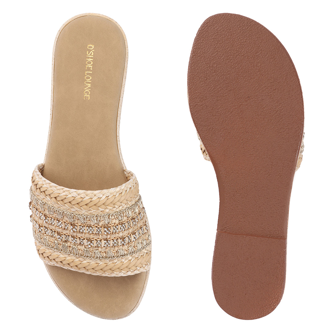 Casual Chic Embellished Slides