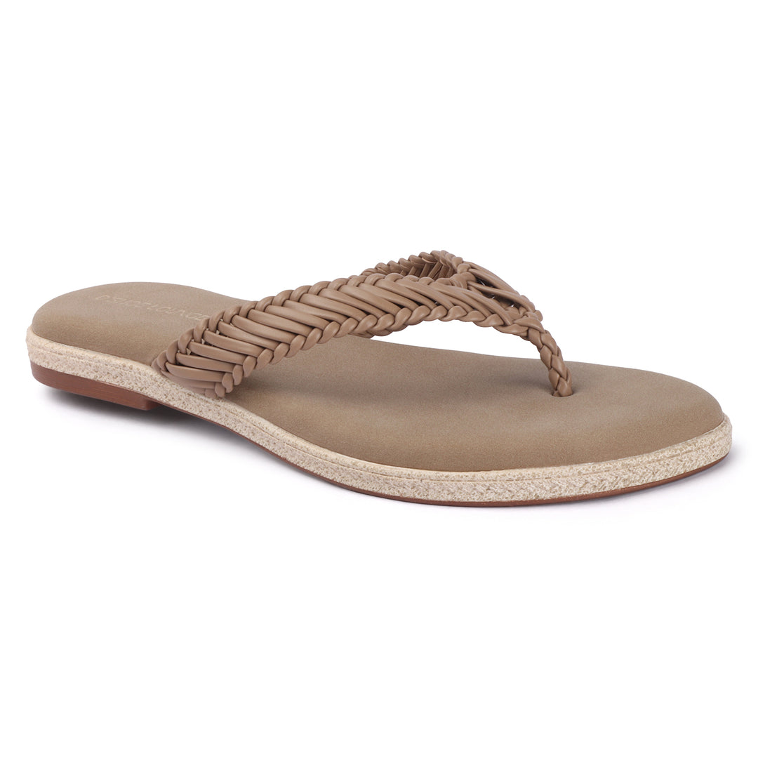 Open Toe Braided Strap Flats