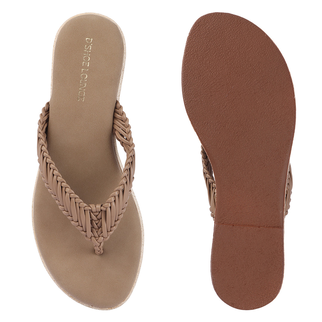 Open Toe Braided Strap Flats