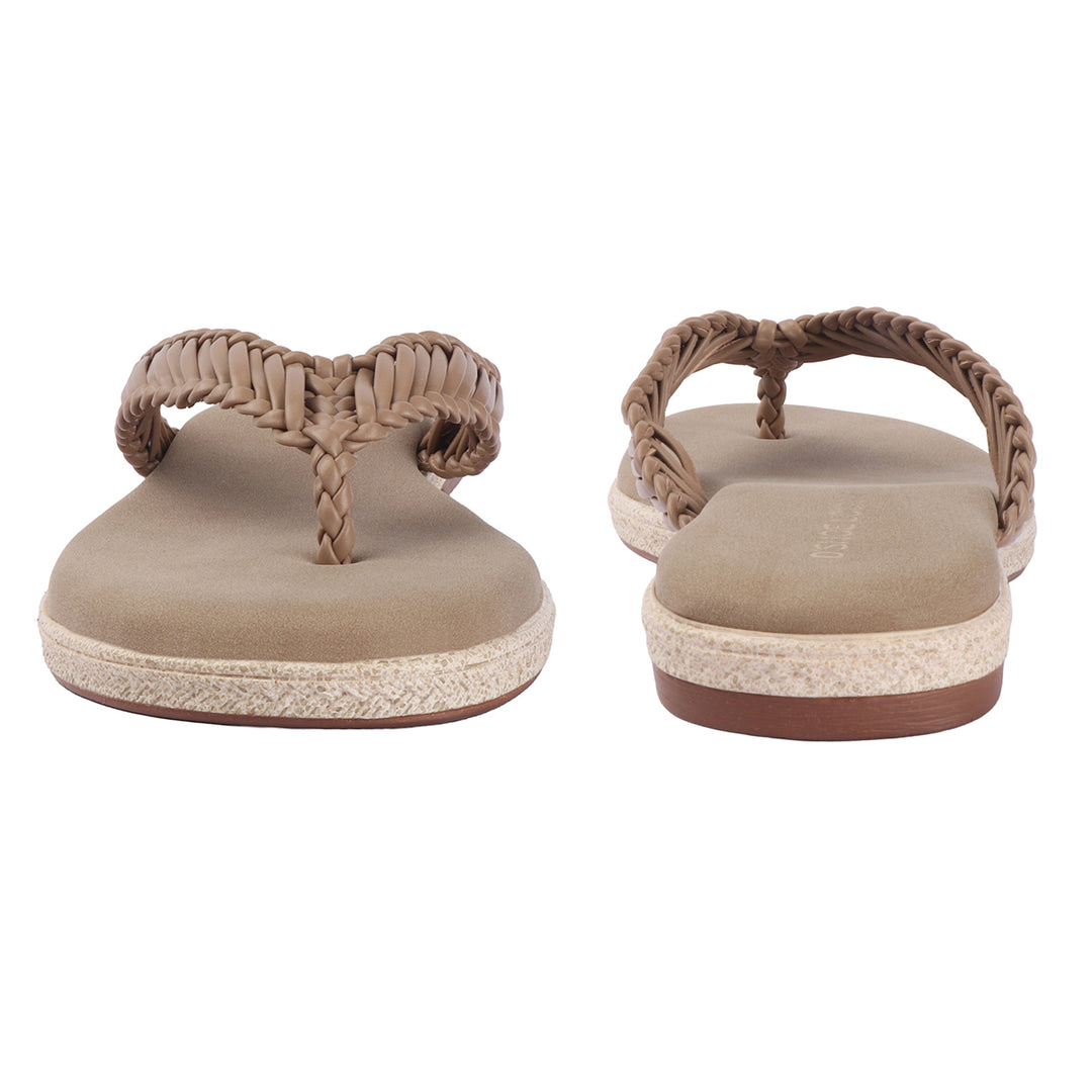 Open Toe Braided Strap Flats