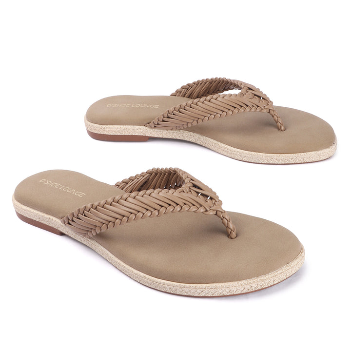 Open Toe Braided Strap Flats