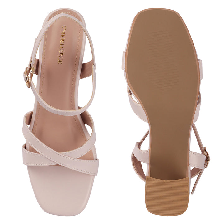 Cross Strap Block Heel Sandals