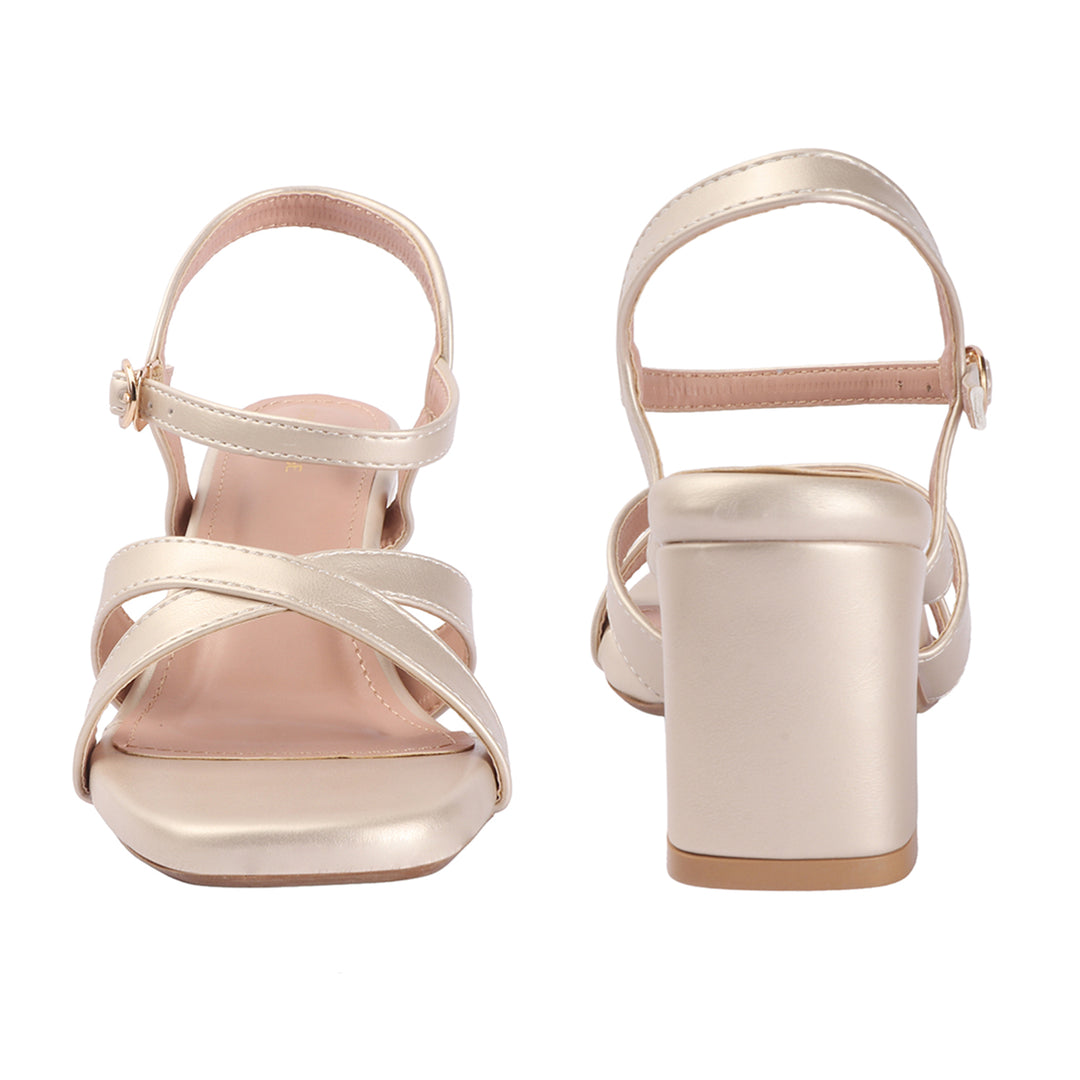 Cross Strap Block Heel Sandals