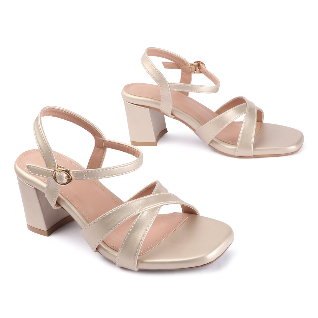 Cross Strap Block Heel Sandals