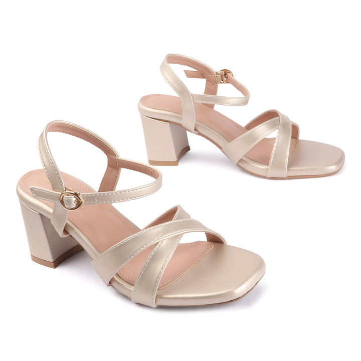 Cross Strap Block Heel Sandals