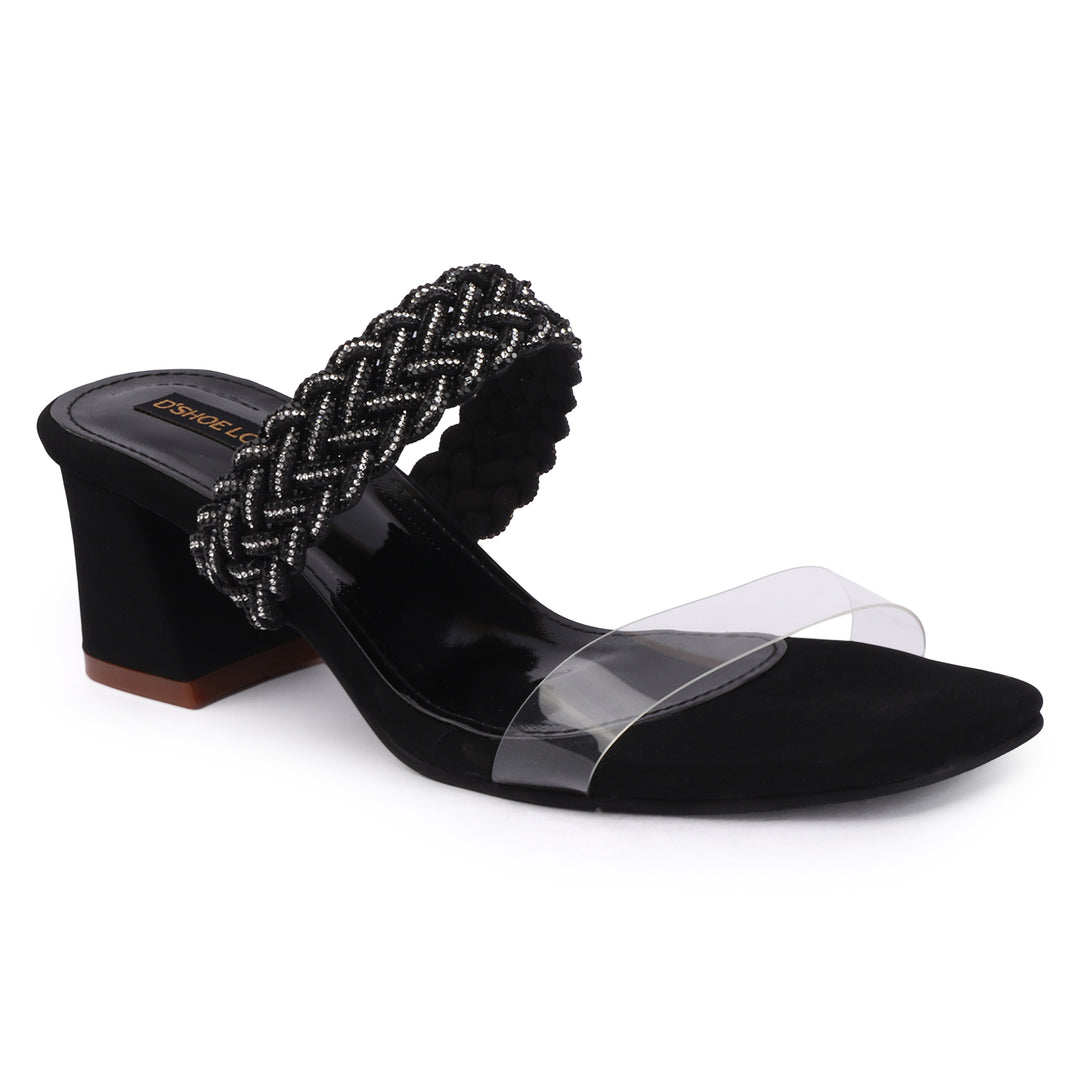 Rhinestone Detail Clear Strap Heels