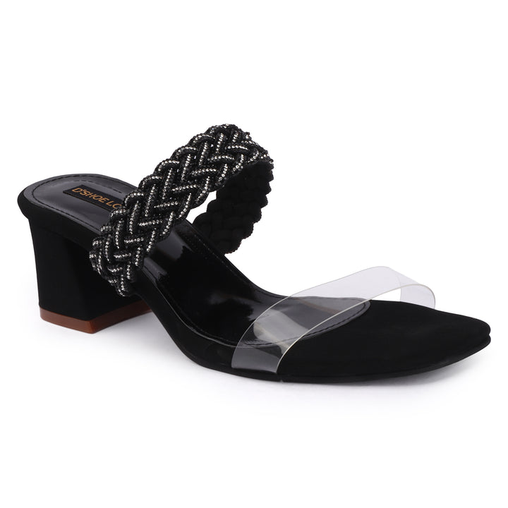 Rhinestone Detail Clear Strap Heels