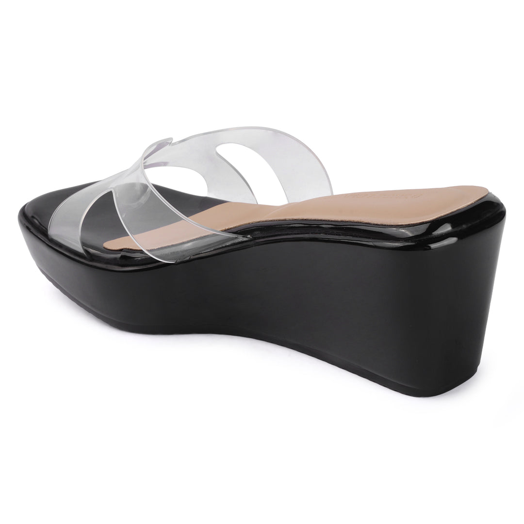 Transparent Strap Platform Wedges