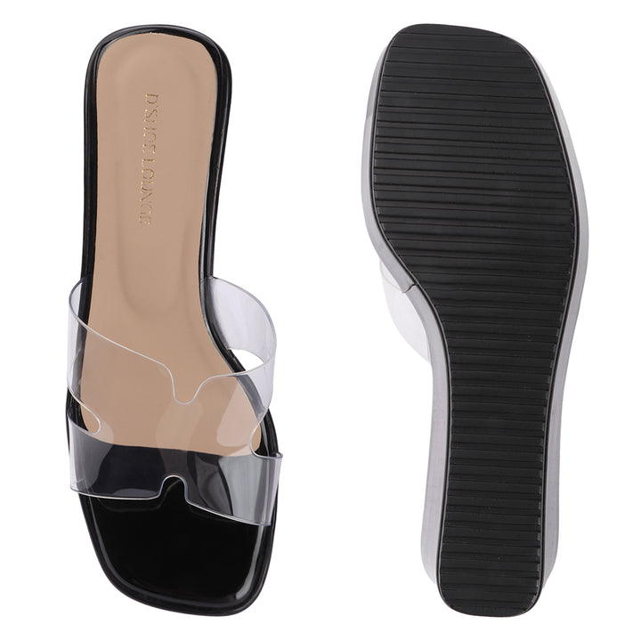 Transparent Strap Platform Wedges