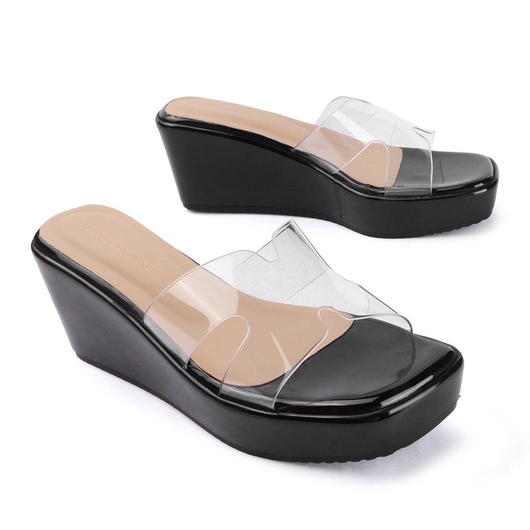 Transparent Strap Platform Wedges