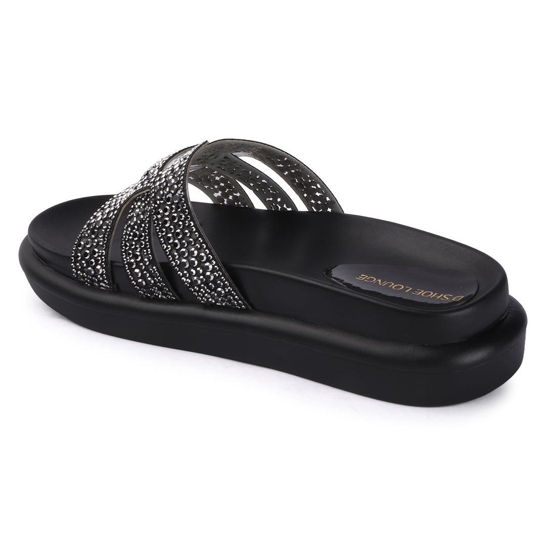 Crystal Embellished Platform Slides